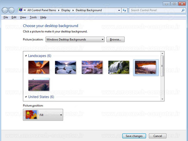 تنظیمات بکگراند ویندوز 7